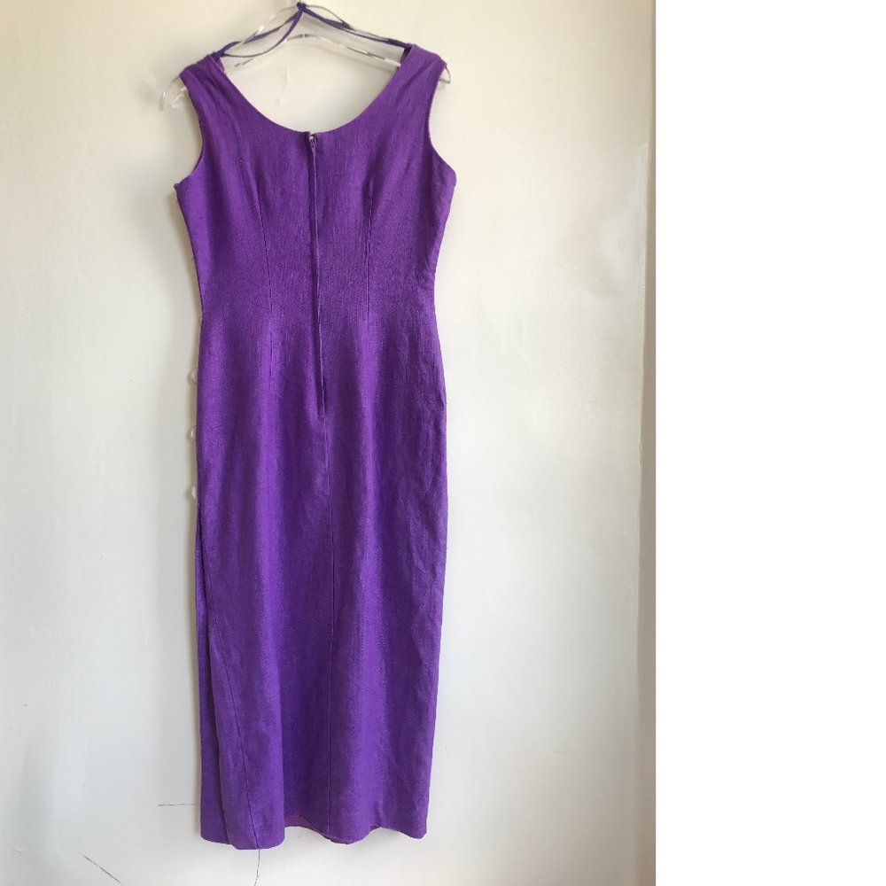 VINTAGE Santa Fe Midi Linen Purple Sheath Dress S - Picture 2 of 11